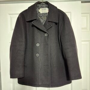 Vintage 1997 Schott NYC 740N Pea Coat Black Wool 50